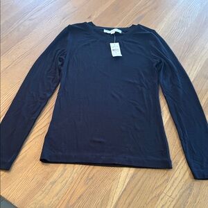 LOFT Black ribbed Long Sleeve Top